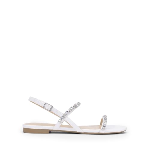 Image of DREAM PAIRS Women's Rhinestone Sandals Open Toe Casual Dressy Sparkly Comfortable Flat Summer Shoes