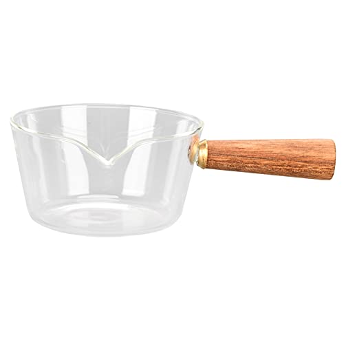 Suppentopf, Glas-Kochtopf, Milchtopf, Töpfe Mit Holzgriff, Transparenter Simmertopf, V-förmiger Herdtopf Für Die Küche zu Hause(400ml)