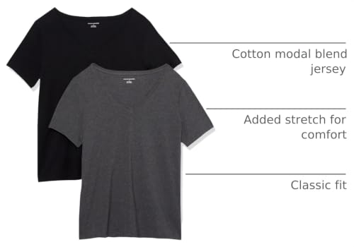 Image of Amazon Essentials Women's Plus Size Short-Sleeve V-Neck T-Shirt