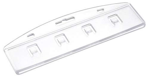Identity-Plus: Clear Enclosed Half Card Holder - Rigid Landscape for ID Card Badge Pass (100)