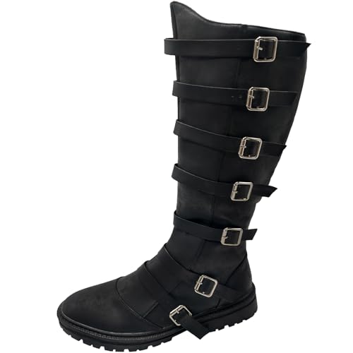 Unisex Medieval Pirate Boots Men's Renaissance Boot Halloween PU Leather Costume Boot Gothic Cosplay Shoes