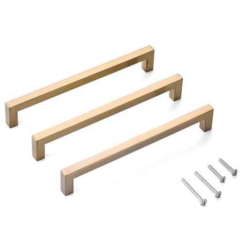 Aibeli Champagne Bronze Cabinet Pulls 20 Pack, 8 Inch Square