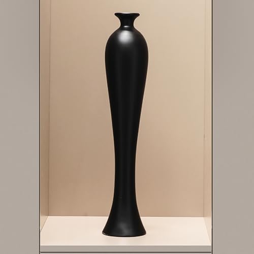 XIUWOUG Vasi Neri Alti per la Decorazione Domestica Moderna,Vasi da Pavimento minimalisti in Resina per Erba della Pampa,Vasi Decorativi Sottili per Ufficio,Arredamento Soggiorno,Blackl