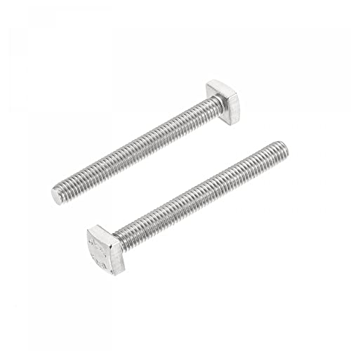 uxcell Square Head Bolt, 2pcs M6x55mm Fully Thread 304 Stainless Steel Grade C Square Machine Screws