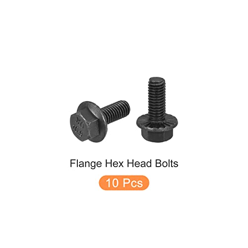 Image of METALLIXITY Flanged Hex Head Bolts (M5x12mm) 10pcs, Hexagon Serrated Flange Bolt Fully Thread Screw - for House Construction Hardware Fasteners