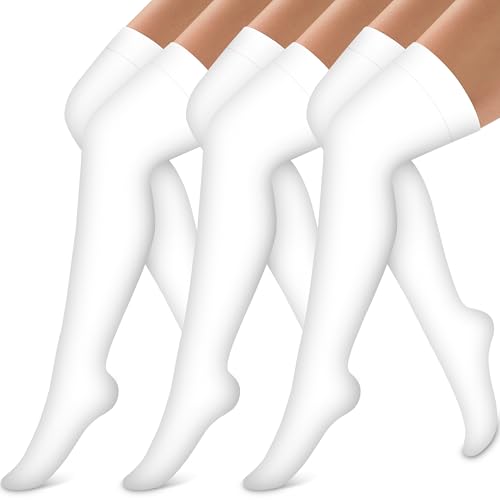 Bluemaple Thigh High Compression Socks for Women and Men Circulation(3 Pairs) Over the Knee-Best Support for Running,Travel