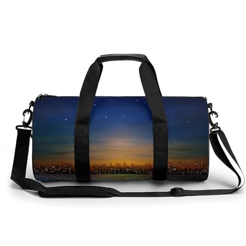 Sac de gym Ville du Crépuscule 45cm résistant pour camping et randonnée