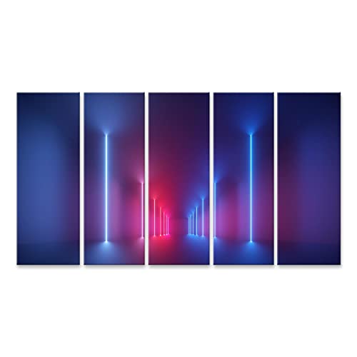 Lignes lumineuses sur tableau toile haut de gamme au design vertical contemporain