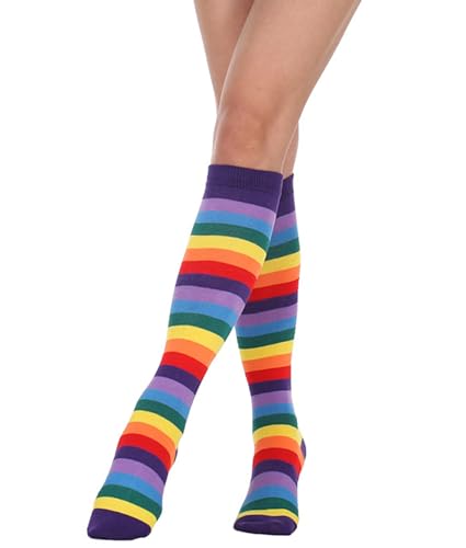 Image of Striped Knee High Socks for Women Outdoor Sport Athletic Stripe Casual Tube Socks