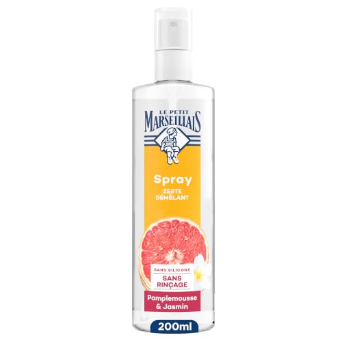 Le Petit Marseillais | Spray Zeste Démêlant Pamplemousse & Jasmin (flacon vaporisateur de 200 ml) – Soin sans rinçage pour démêler les cheveux – 95% d'origine naturelle et sans silicone