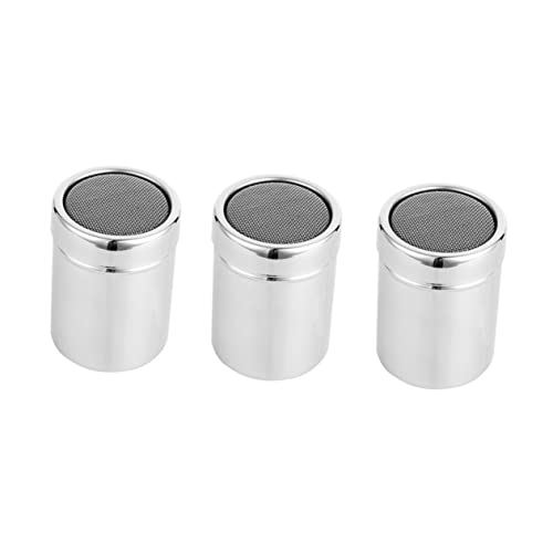 Cabilock 3Pcs Stainless Steel Seasoning Shaker Powder Dispenser for Icing Sugar Cocoa and Flour Easy to Clean Cooking Tools for Baking and Seasoning