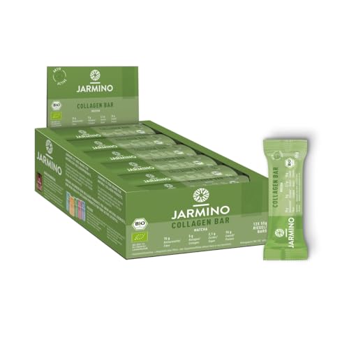 Barra de Matcha con Alto Contenido de Proteínas Collagen Riegel, 12 x 55 g, Alta en Proteínas y Baja en Azúcar, Proteína Riegel, sin Aceite de Palma (matcha), 12 Unidades