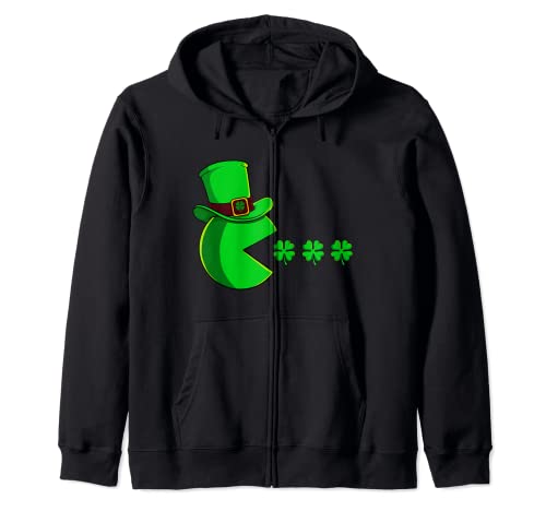 St Patricks Day Gamer Trèfles Jeux Vidéo Garçons Hommes Sweat à Capuche
