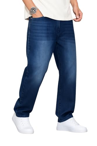Image of INKKR Men Jeans||Regular Straight Fit Jean's||Loose Fit High Rise Denim Cotton Jeans||