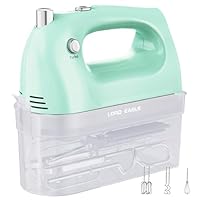 Lord Eagle Hand Mixer Electric Whisk, 400W Power Handheld Mixer for Baking Cake Egg Cream Food Beater, Turbo Boost/Self-Control Speed + 5 Speed + Eject Button + 5 Accessories, Green