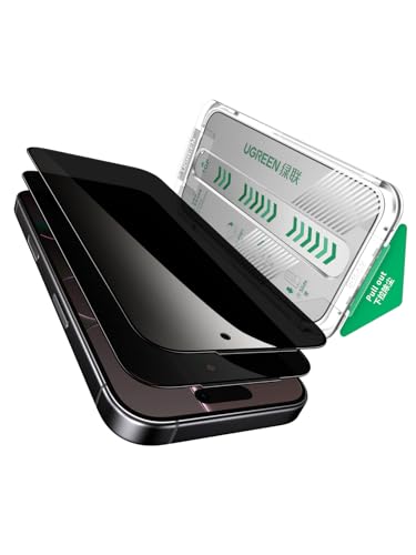 UGREEN 2 Pack for iPhone 17 Air Screen Protector Privacy 100% Privacy Protection with Auto-Align Installation Tool Zero Dust 1:1 Full Coverage 9H Military Grade Tempered Glass