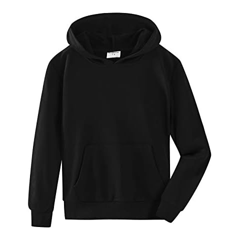 Spring&Gege Youth Solid Pullover Sport Hoodies Soft Kids Hooded Sweatshirts Cover