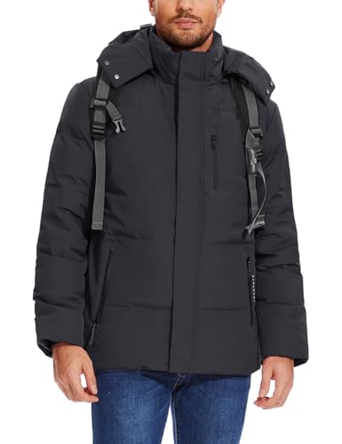 Flygo Puffer Jacket Men Down Jackets Winter Coats Waterproof Thicken Insulated Hooded Quilted Parka Snow Jacket