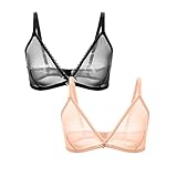 varsmiss Women Sheer Mesh Transparent Unlined Bra Sexy Wireless Underwear