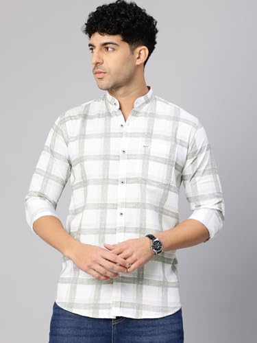 Image of Majestic Man Men's Pure Cotton Mandarin Collar Slim Fit Casual Shirt