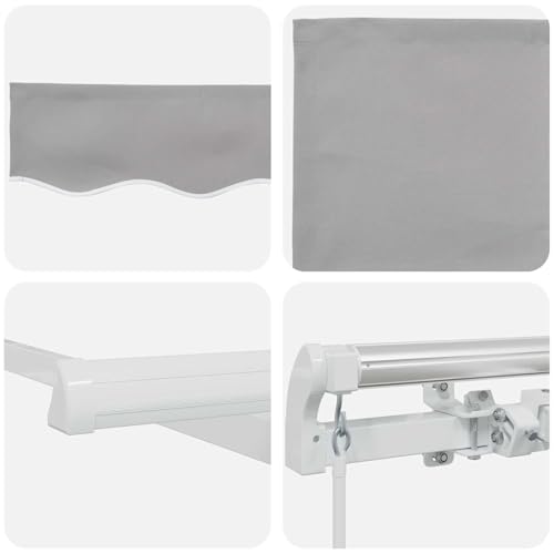 Auvent rétractable manuel 300x250cm store banne extérieur gris clair