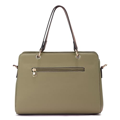 Image of HAWKWOOD Women's Premium PU Leather Structured Handheld Bag with Adjustable Shoulder Strap | Multi-Compartment Office & Casual Tote | Elegant Top Handle Purse for Daily Use