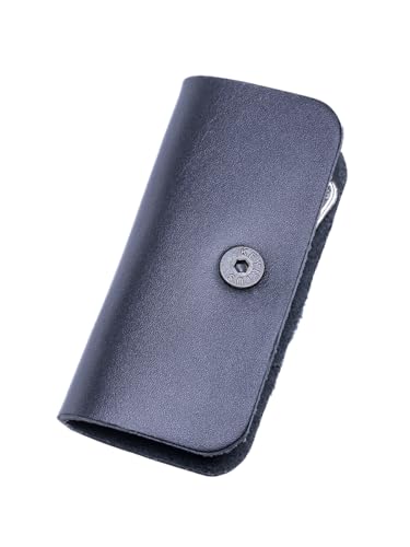 Keynius Leder Schlüsselhalter Herren Damen Schlüssel Organizer für 56 Schlüssel Einhändig bedienbar Kompaktes Schlüssel Etui - Schwarz
