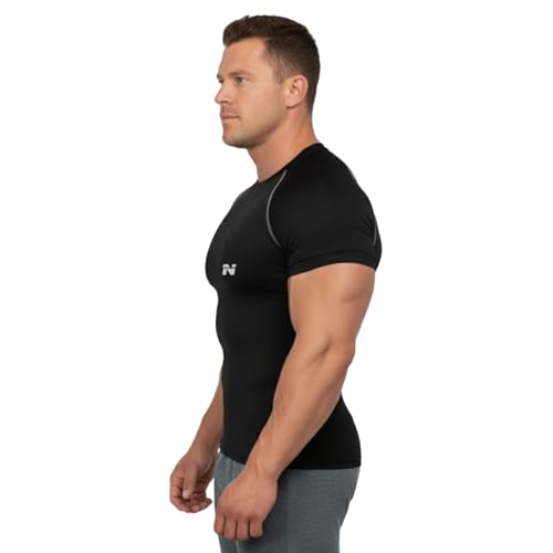 Image of NINQ Half Sleeve Compression T-Shirt - Men's Athletic & Sports Tights for Fitness Gym
