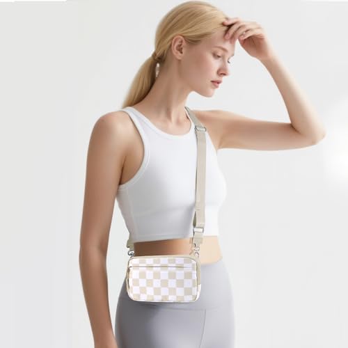 Checkered WristleWallets for Women, RFID Wallet Crossbody with 4 Zippers, Credit Card Holder Cell Phone Organizer3