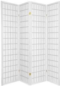 4 Panel Shoji Screen Room Divider, Cherry Finish Cherry 71"h X 70"w White, 4 panel