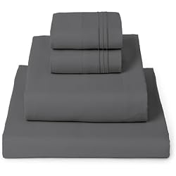 Mellanni King Sheets Set - 4 PC Iconic Collection Bedding - Hotel Luxury, Extra Soft, Cooling Bed Sheets - Wrinkle, Fade, Stain Resistant (King, Gray)