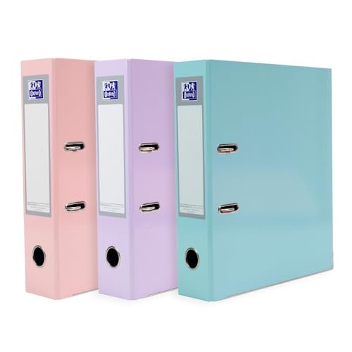 Oxford A4 Lever Arch Files, Pastel Pack of 3, Heavy Duty Folders