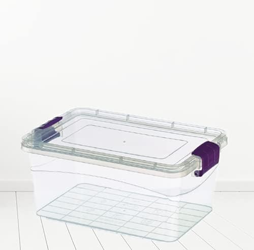 2 Plastic Storage Box Boxes Lid Food Container Home Office Box Lockable Stackable (20l)