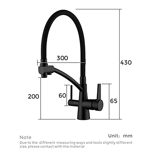 Robinet d'évier de cuisine à double poignée avec mitigeur noir mat - 6