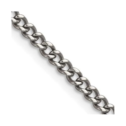 Titanium Polished 3.5mm Curb Chain Necklace 18" to 24"4
