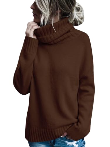 Image of FISACE Womens Oversized Turtleneck Pullover Sweater Cable Knit Sweater Tops | Long Sleeve,Slouchy,Fall,Winter,Lightweight,Loose,Trendy,Casual,Sexy