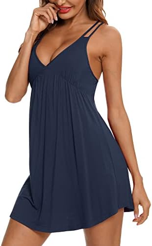 Samring Sexy Lingerie Sleepwear for Women Chemises V-Neck Full Slip Babydoll Nightgown Dress S-XXL