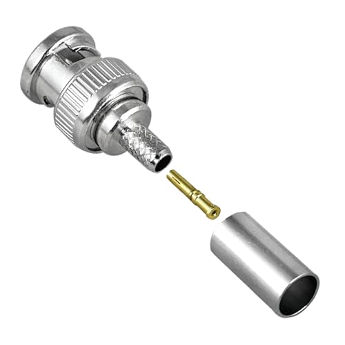 Image of MX Male BNC Plug with Female Pin Crimping Type Reverse Polarity for RG-58 Ideal for analog composite video and digital video interconnects on commercial video devices