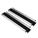 FLASHEVER 5FT Telescopic Wheelchair Ramps, 2PCS Aluminum Portable Threshold Ramps, 272KG Load Capacity, Anti-Slip Channel Ramps with Carry Bag for Home Steps Stairs Doorways Curbs Vehicles Mobility