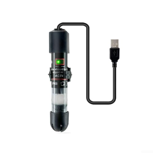 HEIBTENY Calentador de acuario compacto alimentado por USB, mantiene la temperatura para tus animales acuáticos, control inteligente integrado, temperatura constante automática de 26 °C, aislado y a