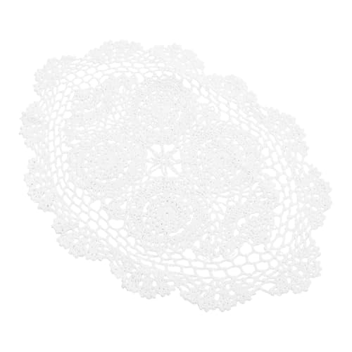 Veemoon Mantel Individual de Encaje de Algodón Hecho Mano Decorativo y Reutilizable para Mesa Comedor Tapete de Ganchillo Blanco