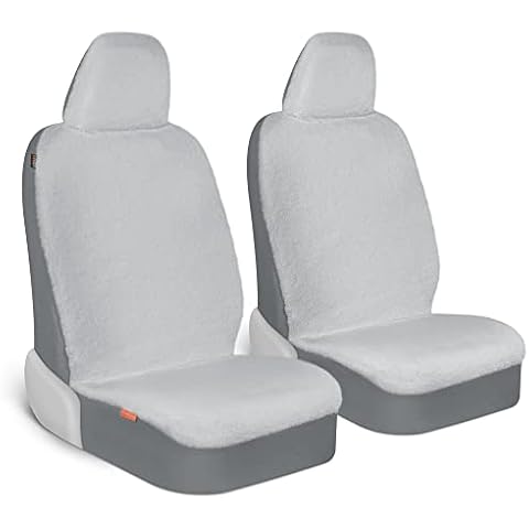 Carbella Gray Faux Suede Car Seat Covers, 2-Pack Front Seats Only, Women's Automotive Seat Covers, Compatible with Cars, Trucks, Vans