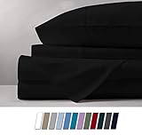 Mayfair Linen 1000 Thread Count Best Bed Sheets 100% Egyptian Cotton Sheets Set - Black Long-Staple Cotton Queen Sheet for Bed, Fits Mattress Upto 18'' Deep Pocket, Soft & Silky Sateen Weave Sheets