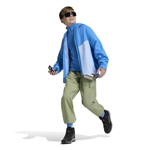adidas Unisex Kids Terrex Kids Multi 2 Layer CLIMAPROOF Rain Jacket, ray blue/glow blue, 15-16 Years