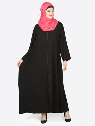 Image of Mallika Women Modest Wear Nida Matt Front Open Zipper Abaya Burkha for Everyday use