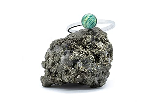 Bague en argent et amazonite de prestige, bijou artisanal en pierre fine