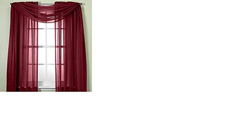 MONAGIFTS BURGUNDY Scarf Voile Window Panel Solid sheer valance curtains 216