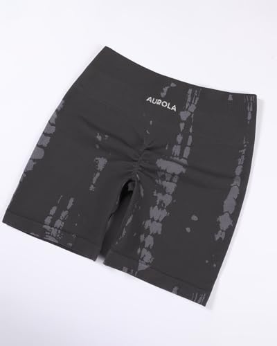 Image of AUROLA Serpent Seamless Scrunch Workout Shorts for Women,Tummy Control Squat Proof Ribbed Thick Active Gym Short