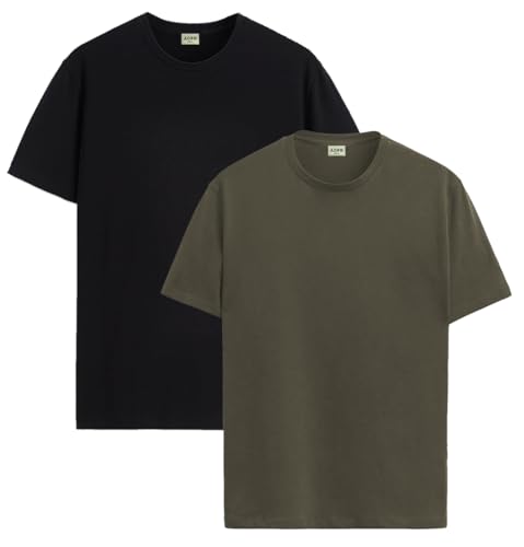 Image of ADRO Men's Cotton Regular Fit Combo Plain Solid T-Shirt Pack of 2