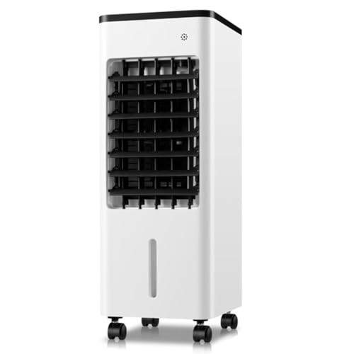 Aire acondicionado portátil enfriador evaporativo con pantalla LED de 9 L, purificador de aire, 3 velocidades, oscilante de 90°, temporizador de 8 horas, humidificador para oficina en casa